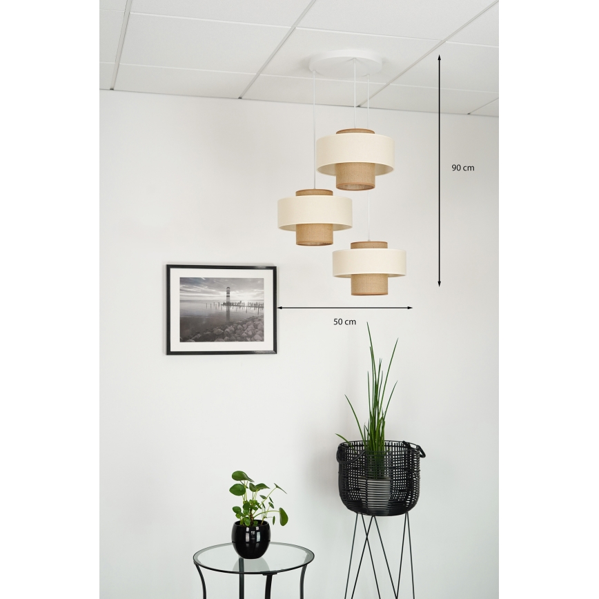 Brilagi - Dallas függeszték kábelre 3xE27/15W/230V barna/krém/fehér
