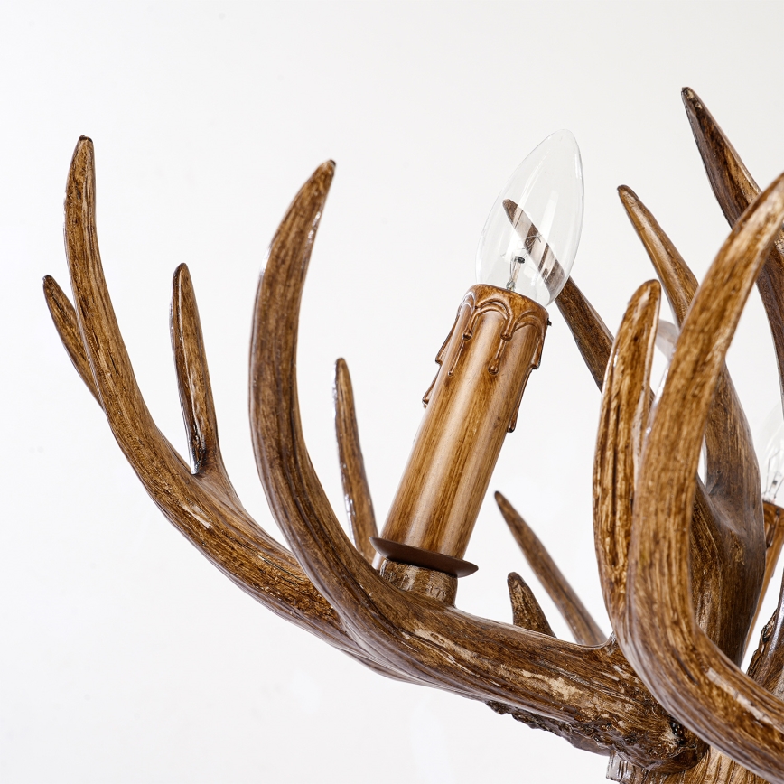 Brilagi - DEER láncra akasztható csillár, 6xE14/10W/230V, Ø 80 cm, agancs díszítéssel