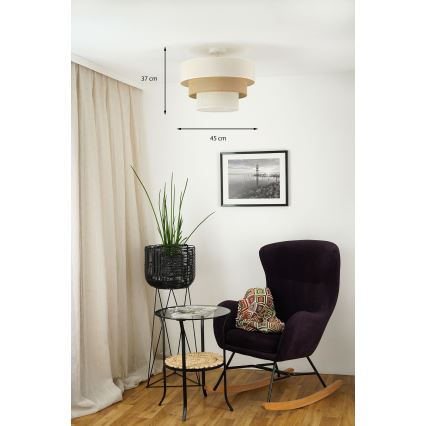 Brilagi - Denver Luneta mennyezeti lámpa 1xE27/15W/230V átmérő 45 cm bézs/barna/krém