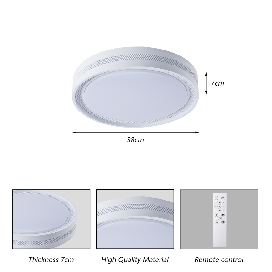 Brilagi - LED dimmelhető mennyezeti lámpa KREON LED/54W/230V 3000-6000K fehér átm. 38 cm + távirányítóval