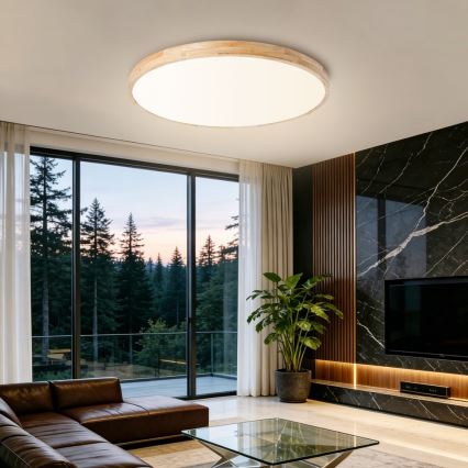 Brilagi - fényerőszabályozható LED mennyezeti lámpatest WOODLINE LED/100W/230V 3000-6000K tölgy átm. 80 cm + távirányító