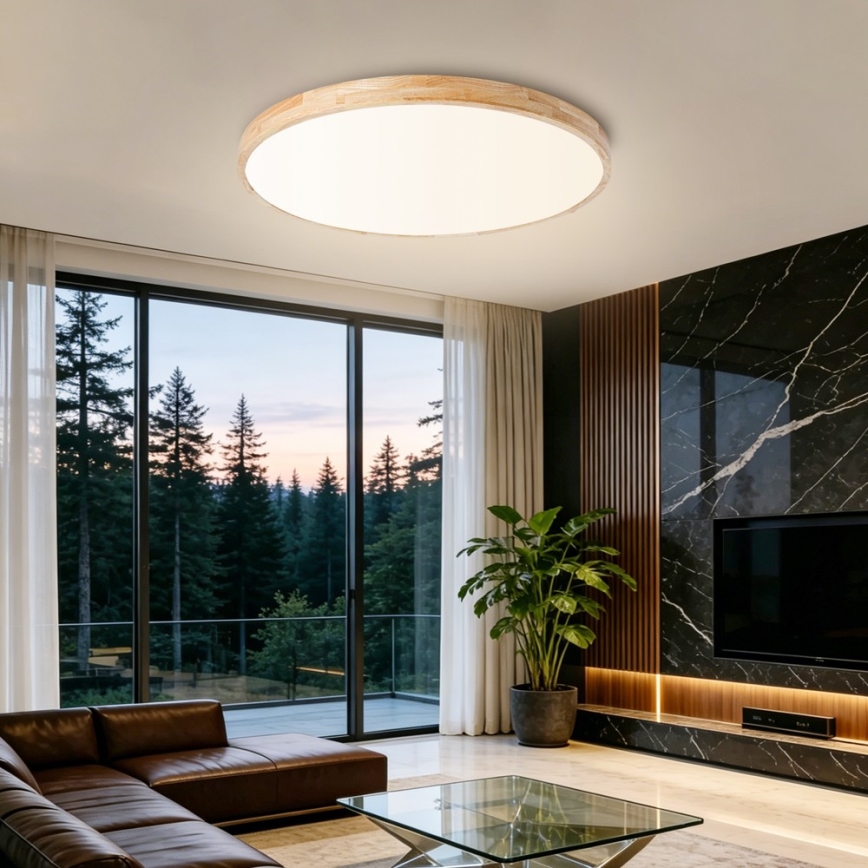 Brilagi - fényerőszabályozható LED mennyezeti lámpatest WOODLINE LED/100W/230V 3000-6000K tölgy átm. 80 cm + távirányító