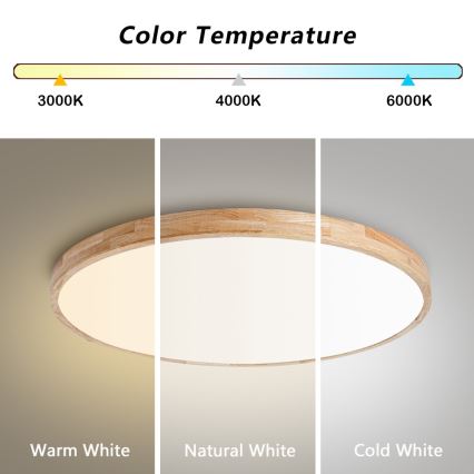 Brilagi - fényerőszabályozható LED mennyezeti lámpatest WOODLINE LED/100W/230V 3000-6000K tölgy átm. 80 cm + távirányító