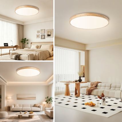 Brilagi - fényerőszabályozható LED mennyezeti lámpatest WOODLINE LED/100W/230V 3000-6000K tölgy átm. 80 cm + távirányító