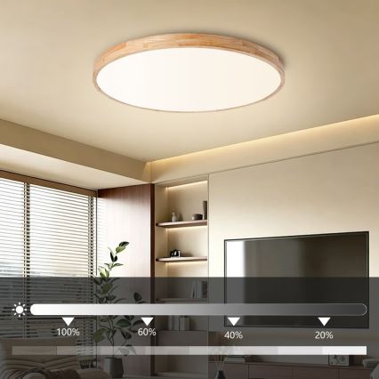 Brilagi - fényerőszabályozható LED mennyezeti lámpatest WOODLINE LED/100W/230V 3000-6000K tölgy átm. 80 cm + távirányító