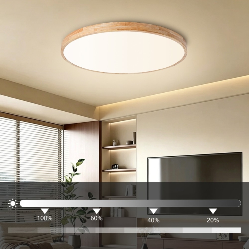 Brilagi - fényerőszabályozható LED mennyezeti lámpatest WOODLINE LED/100W/230V 3000-6000K tölgy átm. 80 cm + távirányító