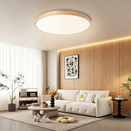 Brilagi - fényerőszabályozható LED mennyezeti lámpatest WOODLINE LED/100W/230V 3000-6000K tölgy átm. 80 cm + távirányító