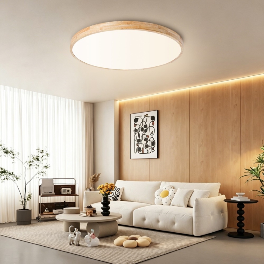 Brilagi - fényerőszabályozható LED mennyezeti lámpatest WOODLINE LED/100W/230V 3000-6000K tölgy átm. 80 cm + távirányító