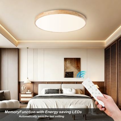 Brilagi - fényerőszabályozható LED mennyezeti lámpatest WOODLINE LED/100W/230V 3000-6000K tölgy átm. 80 cm + távirányító