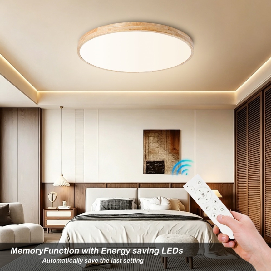 Brilagi - fényerőszabályozható LED mennyezeti lámpatest WOODLINE LED/100W/230V 3000-6000K tölgy átm. 80 cm + távirányító