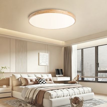 Brilagi - fényerőszabályozható LED mennyezeti lámpatest WOODLINE LED/100W/230V 3000-6000K tölgy átm. 80 cm + távirányító