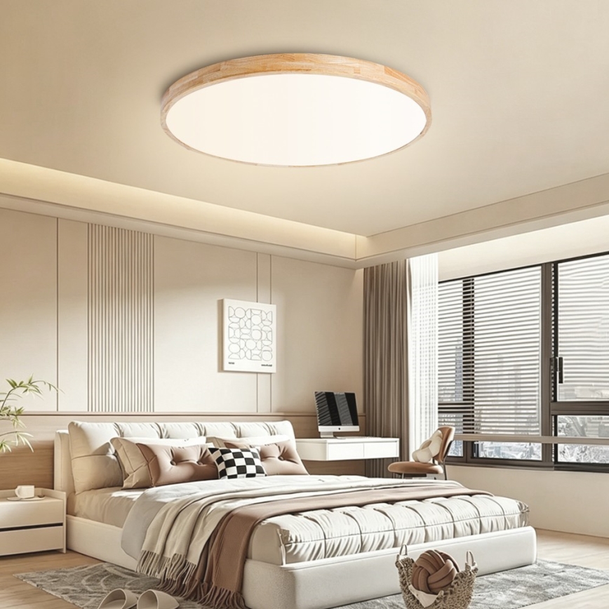 Brilagi - fényerőszabályozható LED mennyezeti lámpatest WOODLINE LED/100W/230V 3000-6000K tölgy átm. 80 cm + távirányító
