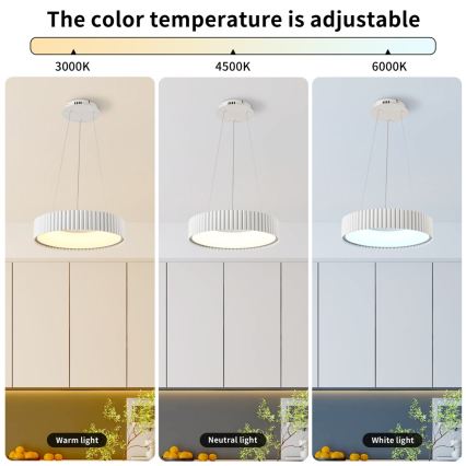 Brilagi - Fényerőszabályozható LED kábelre függesztett csillár FALCON MODERN LED/30W/230V 3000-6000K átmérő 40 cm fehér + távirányító