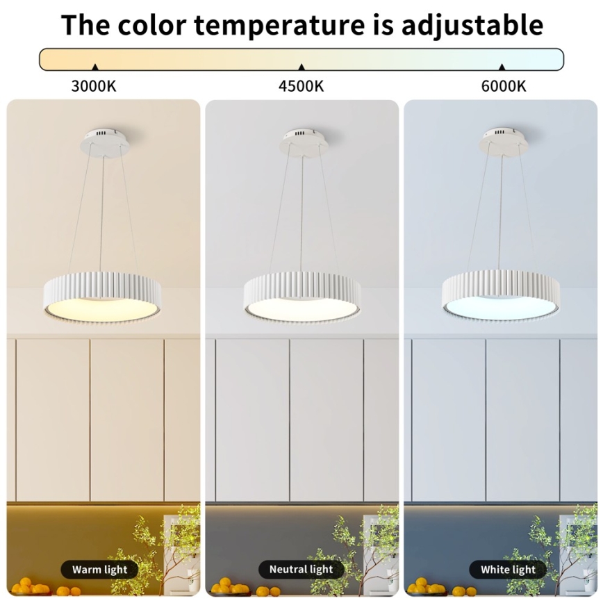 Brilagi - Fényerőszabályozható LED kábelre függesztett csillár FALCON MODERN LED/30W/230V 3000-6000K átmérő 40 cm fehér + távirányító