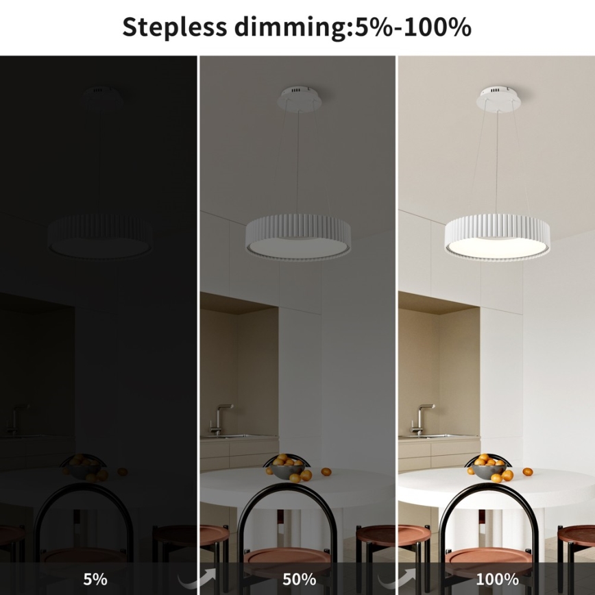 Brilagi - Fényerőszabályozható LED kábelre függesztett csillár FALCON MODERN LED/30W/230V 3000-6000K átmérő 40 cm fehér + távirányító