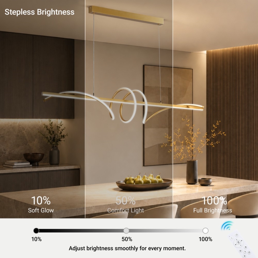 BRILAGI - LED dimmelhető csillár kábellel SIGNATURE LED/50W/230V 3000-6000K 120 cm arany + távirányító
