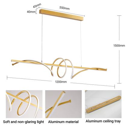 BRILAGI - LED dimmelhető csillár kábellel SIGNATURE LED/50W/230V 3000-6000K 120 cm arany + távirányító