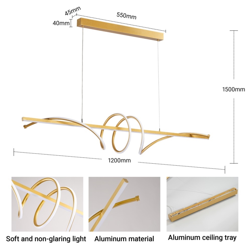 BRILAGI - LED dimmelhető csillár kábellel SIGNATURE LED/50W/230V 3000-6000K 120 cm arany + távirányító