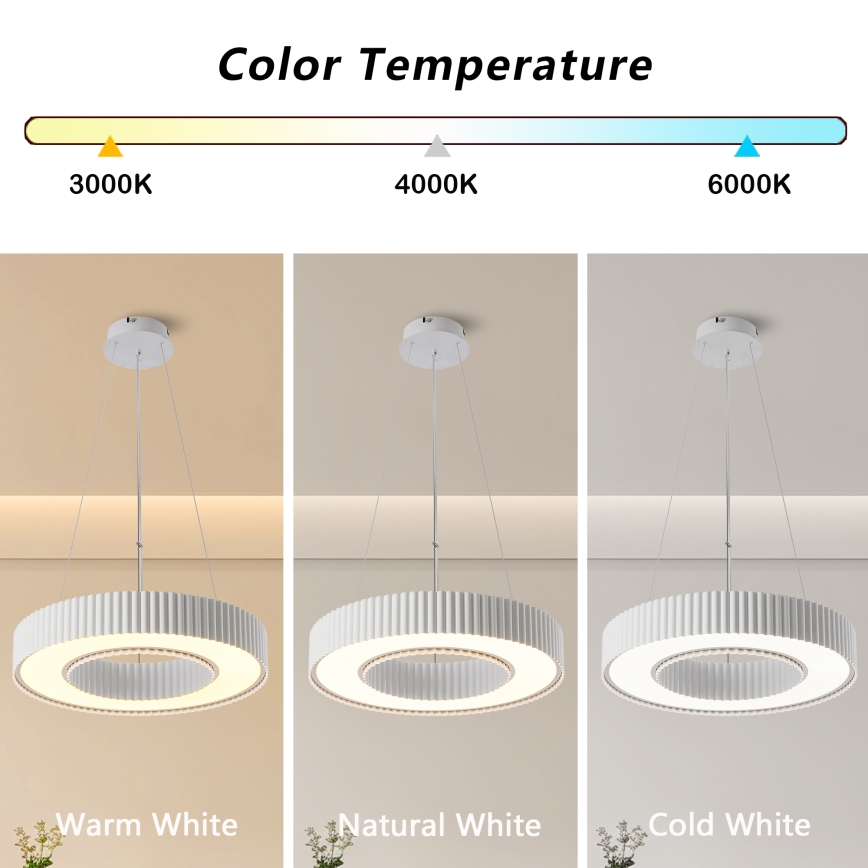 Brilagi - LUMIX, fényerőszabályozható sodronykábeles LED csillár, 48W/230V, 3000-6000K, fehér, átmérő 50 cm + távirányító