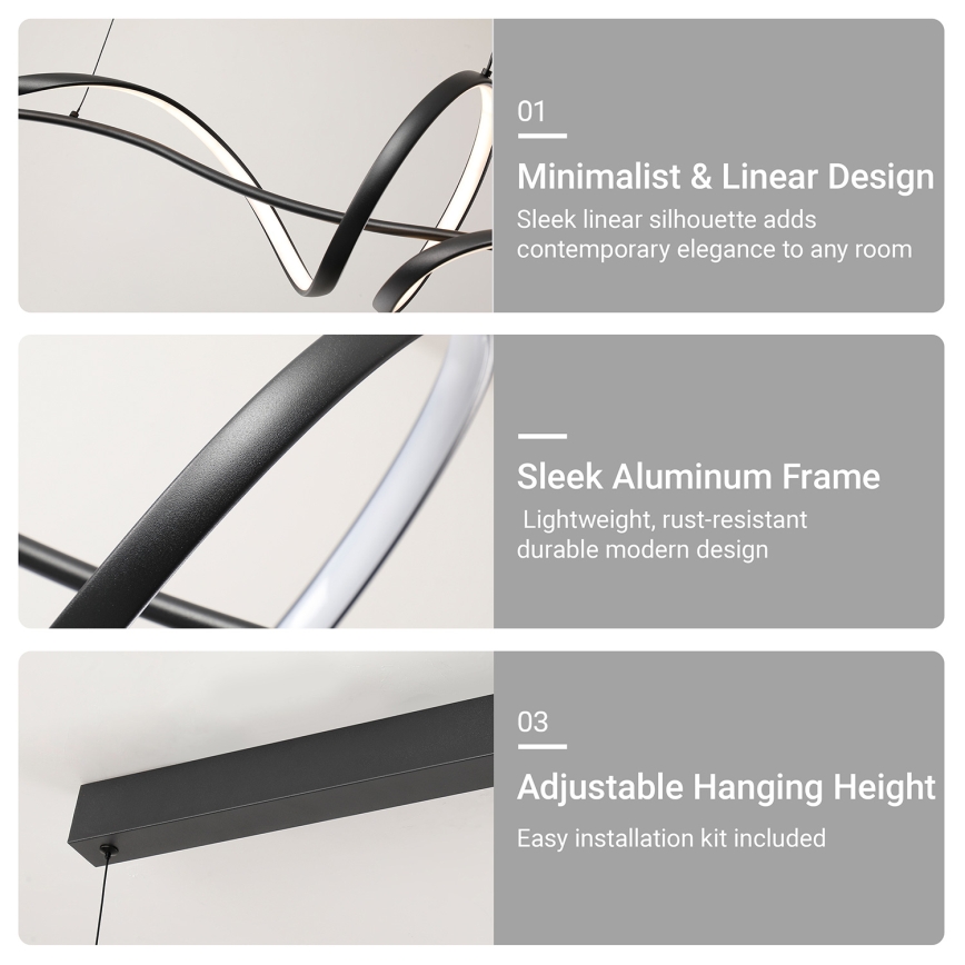 Brilagi - SIGNATURE LED dimmelhető kábelen függesztett csillár LED/55W/230V 3000-6000K 120x23 cm fekete + távirányító
