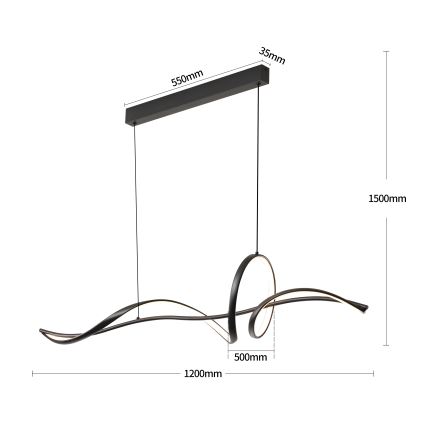 Brilagi - SIGNATURE LED dimmelhető kábelen függesztett csillár LED/55W/230V 3000-6000K 120x23 cm fekete + távirányító