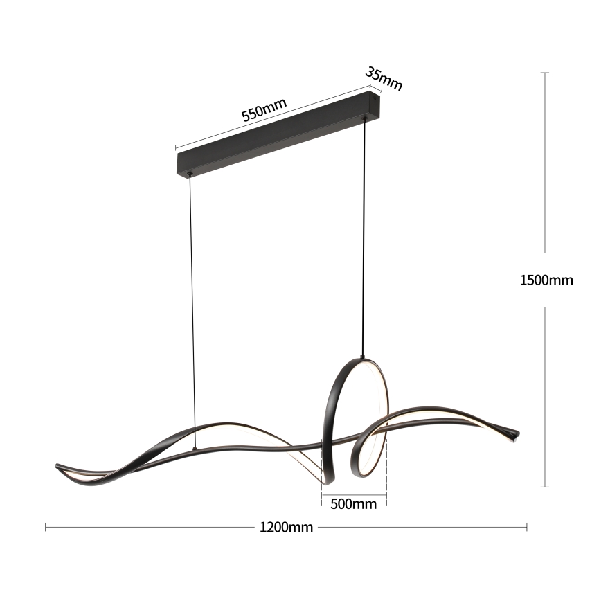 Brilagi - SIGNATURE LED dimmelhető kábelen függesztett csillár LED/55W/230V 3000-6000K 120x23 cm fekete + távirányító