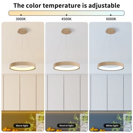 Brilagi - Dimmelhető FALCON MODERN kábeles függeszték LED/30W/230V 3000-6500K 40 cm bézs + távirányítóval