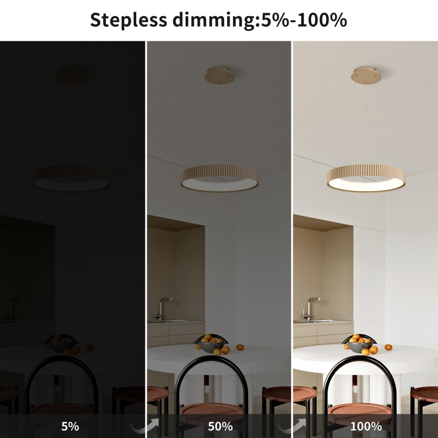 Brilagi - Dimmelhető FALCON MODERN kábeles függeszték LED/30W/230V 3000-6500K 40 cm bézs + távirányítóval