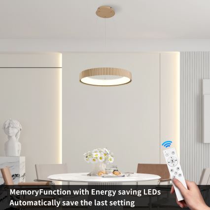 Brilagi - Dimmelhető FALCON MODERN kábeles függeszték LED/30W/230V 3000-6500K 40 cm bézs + távirányítóval