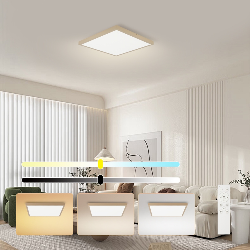 Brilagi - LED fényerőszabályozható fürdőszobai mennyezeti lámpatest FRAME SMART LED/50W/230V 60x60 cm 3000-6000K IP44 bézs + távirányító