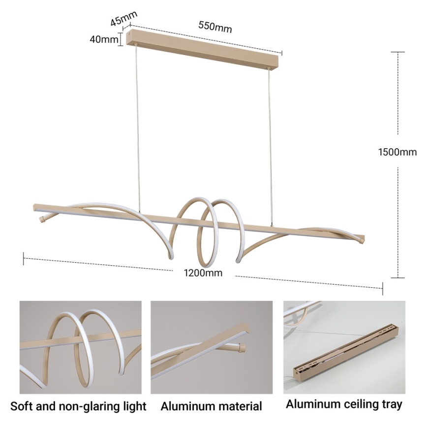 BRILAGI - LED dimmelhető csillár kábelen SIGNATURE LED/50W/230V 3000-6000K 120 cm bézs + távirányító