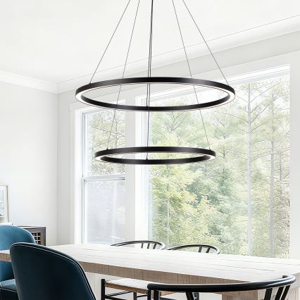Brilagi - LED dimmelhető csillár kötélen PORTOFINO LED/98W/230V 3000-6000K átm. 80 cm fekete + távirányító