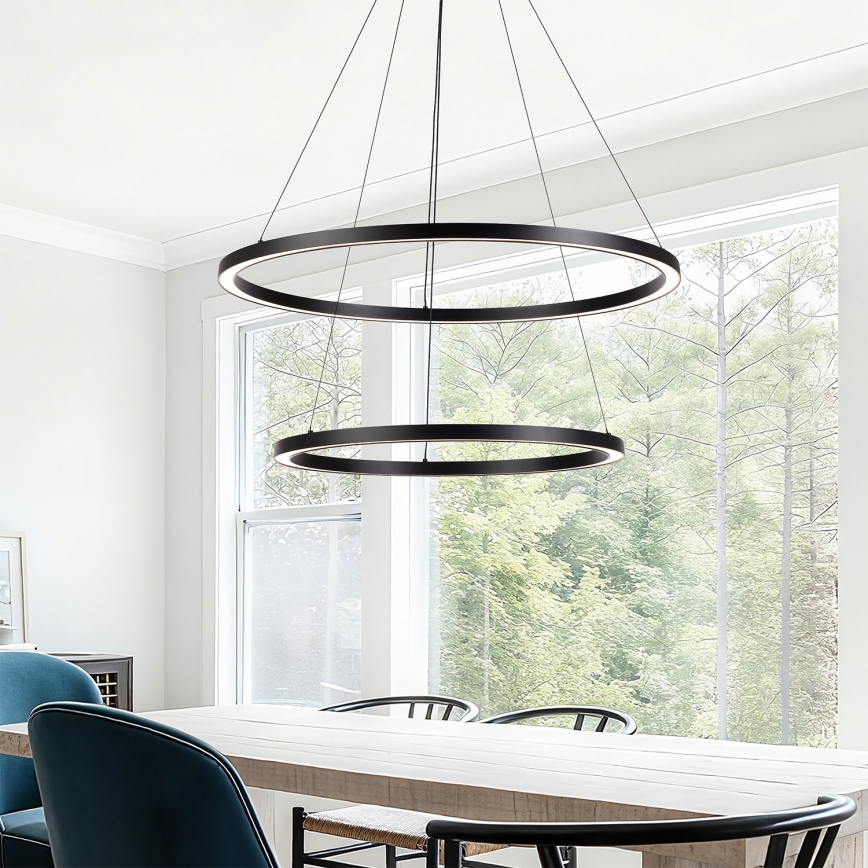 Brilagi - LED dimmelhető csillár kötélen PORTOFINO LED/98W/230V 3000-6000K átm. 80 cm fekete + távirányító