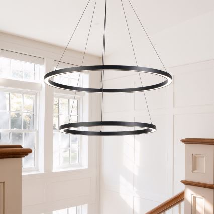 Brilagi - LED dimmelhető csillár kötélen PORTOFINO LED/98W/230V 3000-6000K átm. 80 cm fekete + távirányító