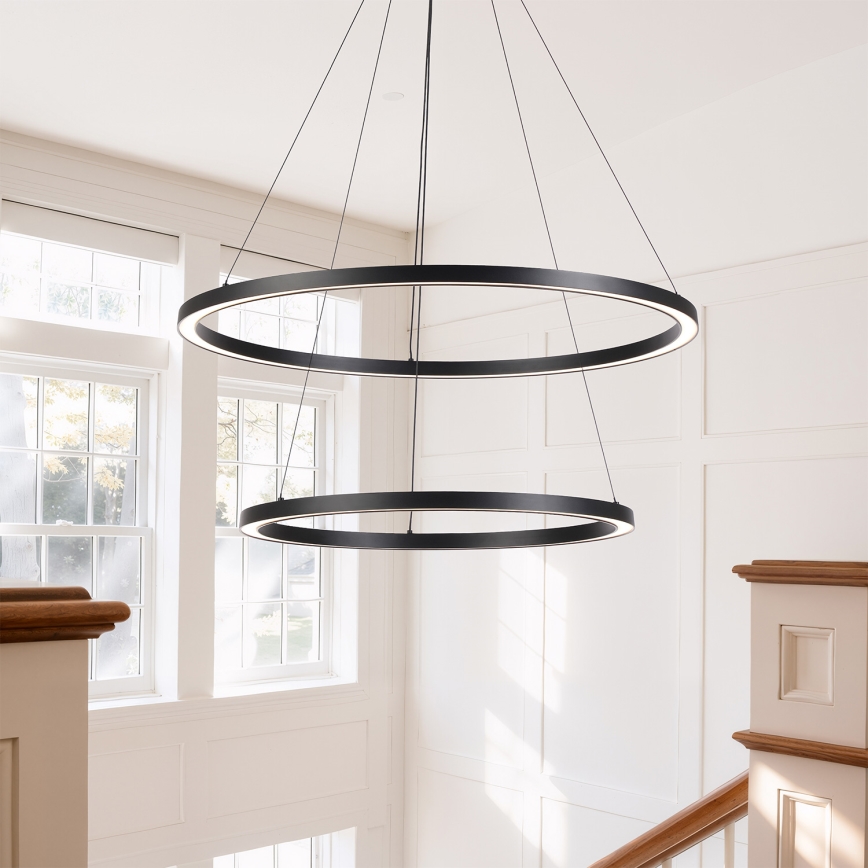 Brilagi - LED dimmelhető csillár kötélen PORTOFINO LED/98W/230V 3000-6000K átm. 80 cm fekete + távirányító