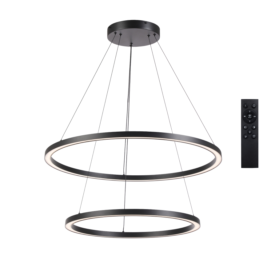 Brilagi - LED dimmelhető csillár kötélen PORTOFINO LED/98W/230V 3000-6000K átm. 80 cm fekete + távirányító