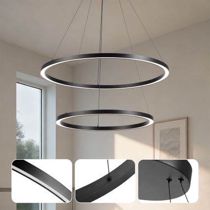 Brilagi - LED dimmelhető csillár kábellel PORTOFINO LED/98W/230V 3000-6000K Ø 80 cm fekete + távirányító