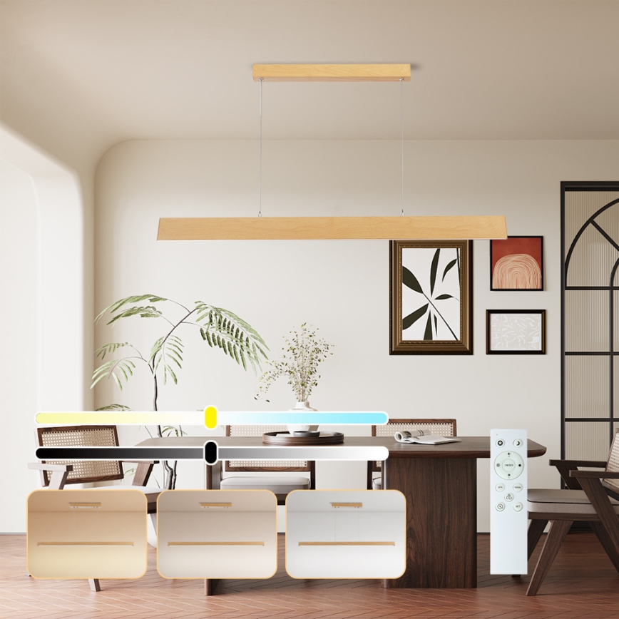 Brilagi - LED dimmelhető csillár kábelen SLIMLINE LED/40W/230V 3000-6000K tölgy dekor + távirányító