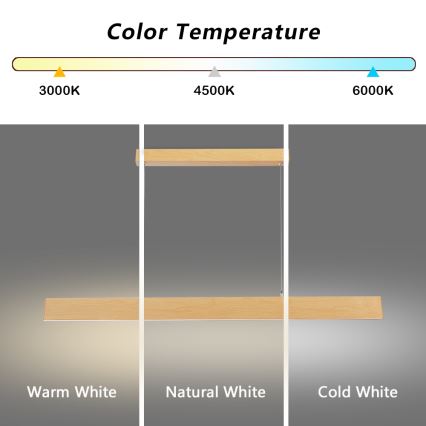 Brilagi - LED dimmelhető csillár kábelen SLIMLINE LED/40W/230V 3000-6000K tölgy dekor + távirányító