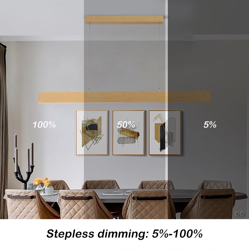 Brilagi - LED dimmelhető csillár kábelen SLIMLINE LED/40W/230V 3000-6000K tölgy dekor + távirányító