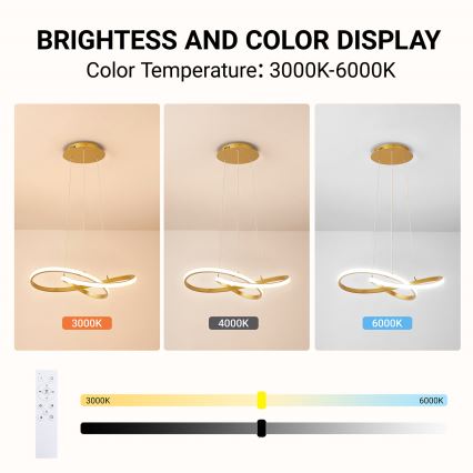 Brilagi - LED dimmelhető kábeles csillár INFINITY LED/55W/230V 3000-6000K 50x50 cm arany + távirányító