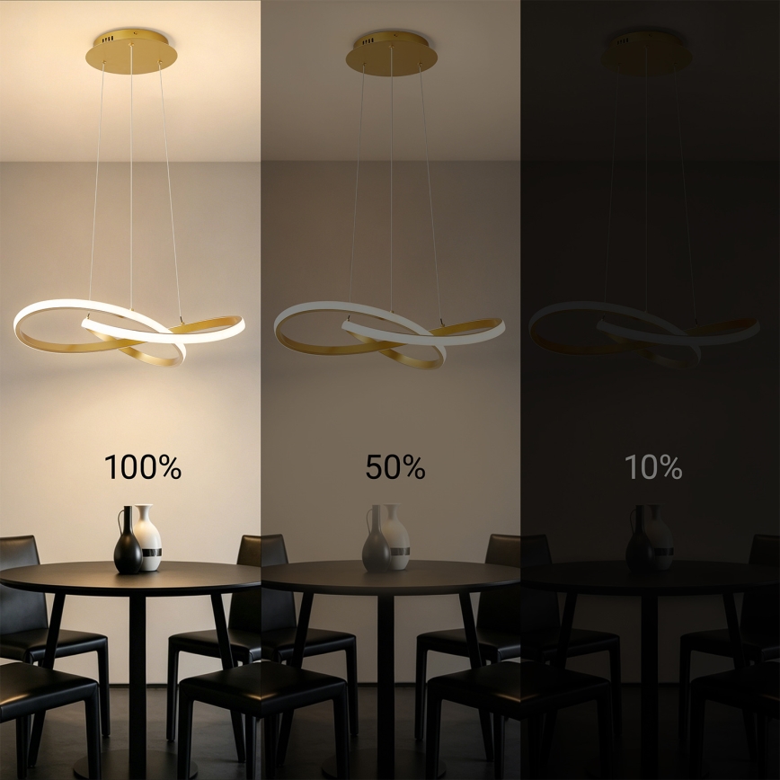 Brilagi - LED dimmelhető kábeles csillár INFINITY LED/55W/230V 3000-6000K 50x50 cm arany + távirányító