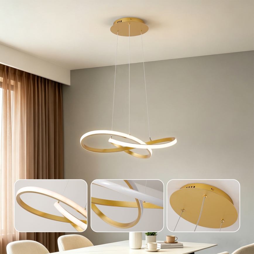 Brilagi - LED dimmelhető kábeles csillár INFINITY LED/55W/230V 3000-6000K 50x50 cm arany + távirányító