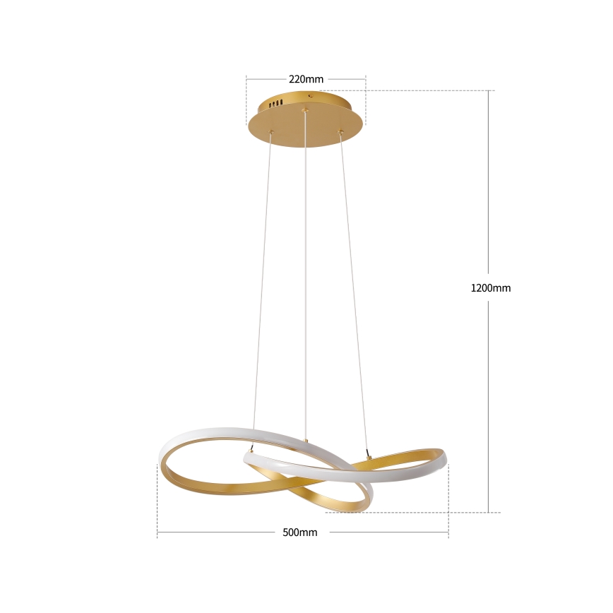 Brilagi - LED dimmelhető kábeles csillár INFINITY LED/55W/230V 3000-6000K 50x50 cm arany + távirányító