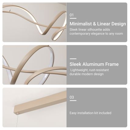 Brilagi - LED dimmelhető függeszték kábelen SIGNATURE LED/55W/230V 3000-6000K 120x23 cm bézs + távirányító