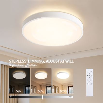 Brilagi - Dimmelhető LED mennyezeti lámpa GLASS POOL DOUBLE LED/80W/230V 3000-6000K 60 cm fehér + távirányító