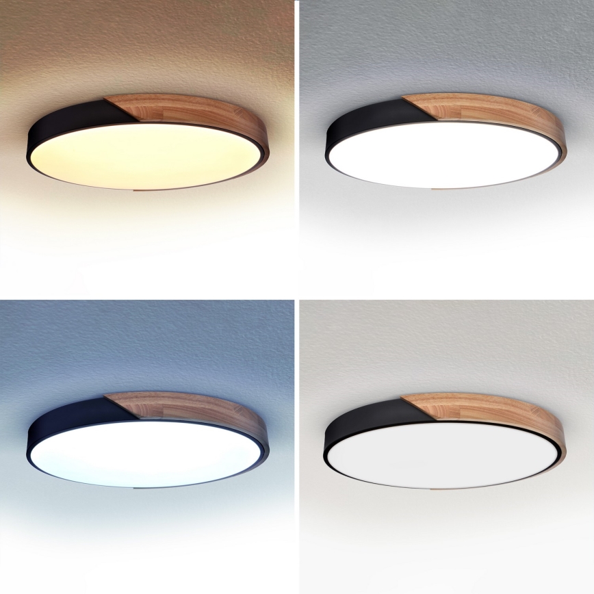 Brilagi - LED dimmelhető mennyezeti lámpa PILANA LED/60W/230V 3000-6500K tölgy/fekete átm. 60 cm + távirányító