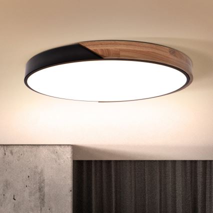 Brilagi - LED dimmelhető mennyezeti lámpa PILANA LED/60W/230V 3000-6500K tölgy/fekete átm. 60 cm + távirányító