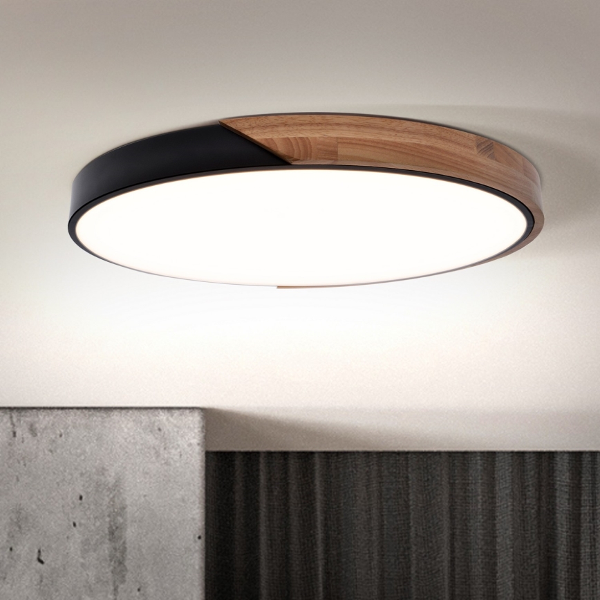 Brilagi - LED dimmelhető mennyezeti lámpa PILANA LED/60W/230V 3000-6500K tölgy/fekete átm. 60 cm + távirányító