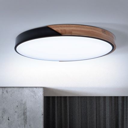 Brilagi - LED dimmelhető mennyezeti lámpa PILANA LED/60W/230V 3000-6500K tölgy/fekete átm. 60 cm + távirányító